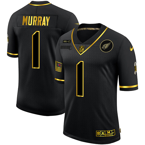 Men's Arizona Cardinals #1 Kyler Murray 2020 Black/Gold Salute To Service Stitched Jersey